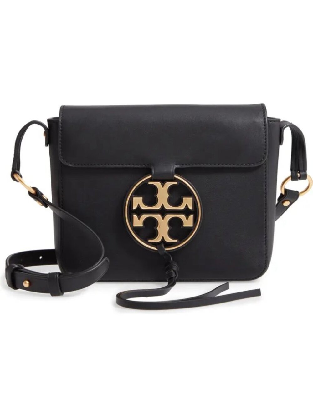 NWT Tory Burch Metal Miller Leather Flap Crossbody BLACK AUTHENTIC